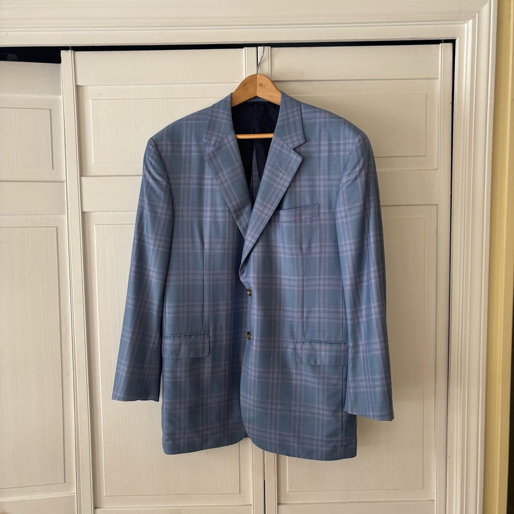 Blue Plaid Oxxford Suit Jacket